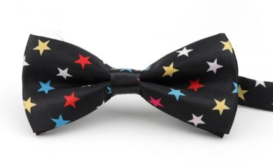 Stoff Fliege schwarz bunte Sterne bow tie